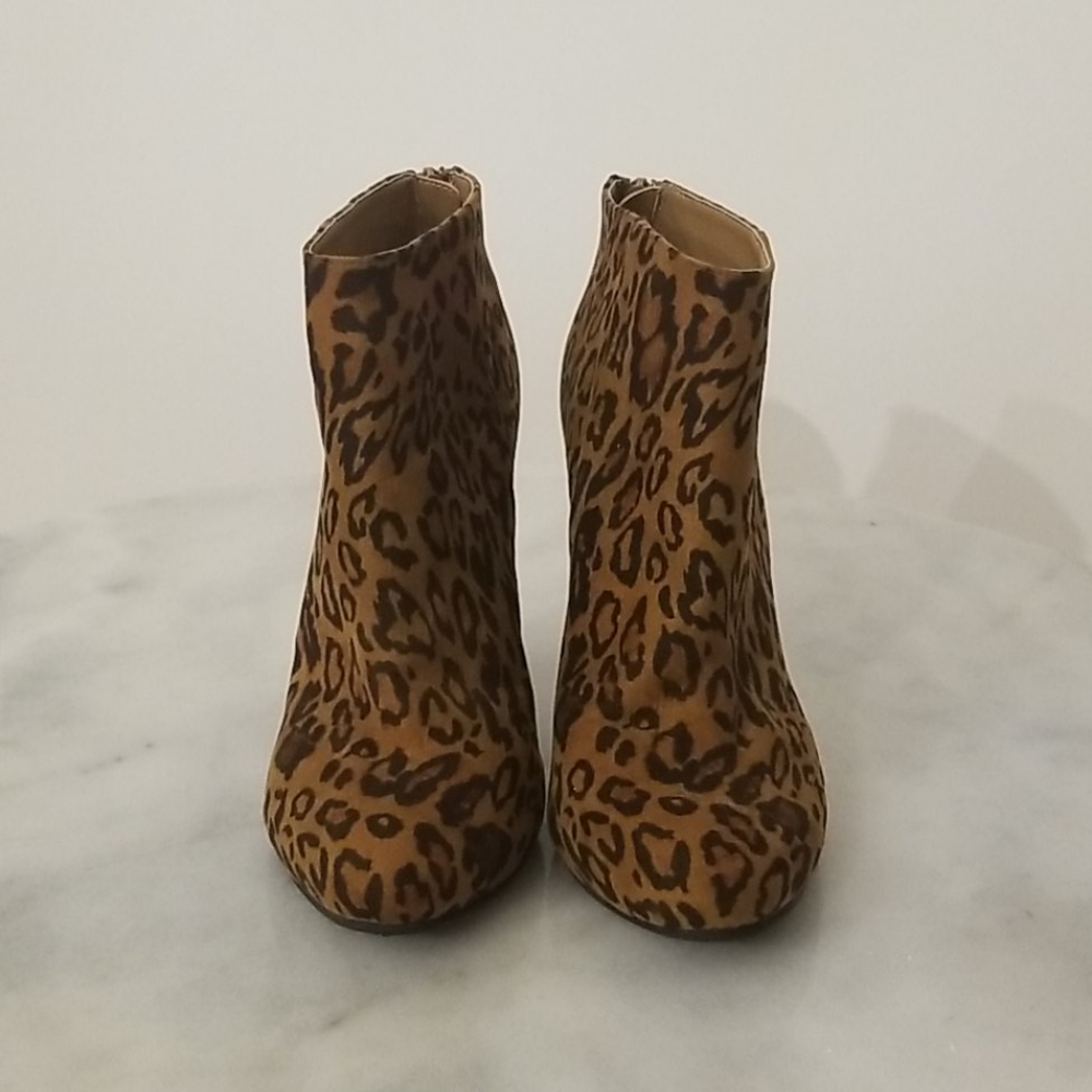 Abound Leopard Print Brown Tan Heeled Ankle Boots
